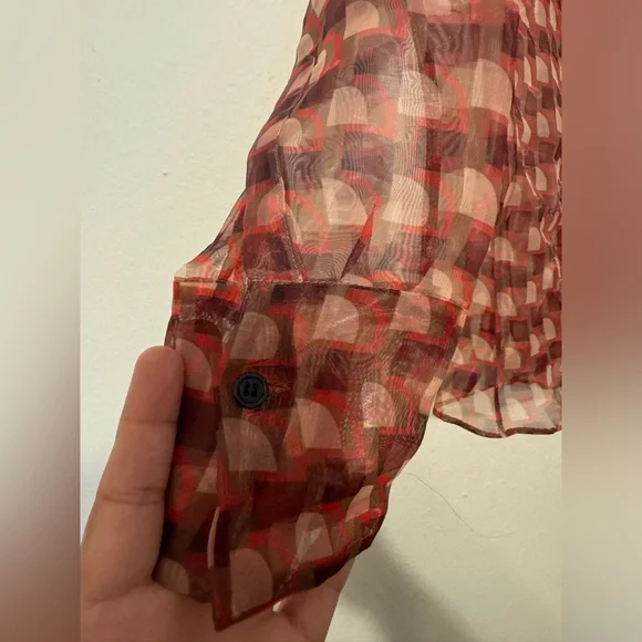 Zara Printed Organza Blouse Small - Picture 5 of 10